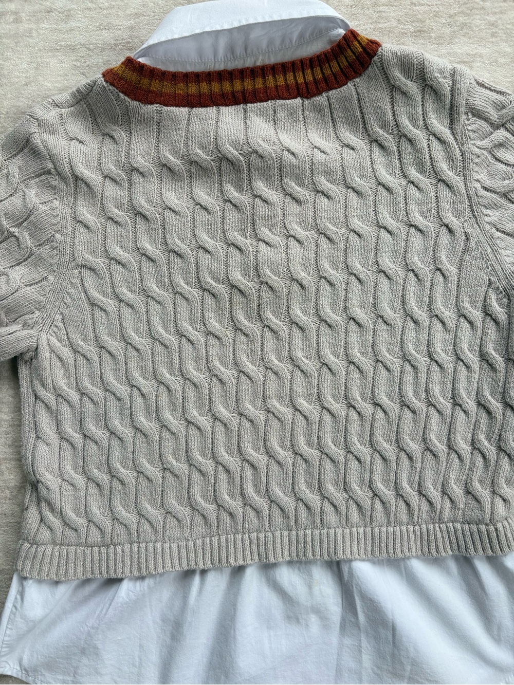 Maeve by Anthro Beige Cable Knit Cricket Sweater Top, Timeless V-neck Size Small - Picture 6 of 14